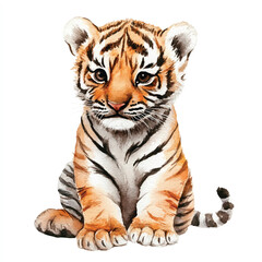 Obraz premium cute Tiger watercolor clipart illustration isolated
