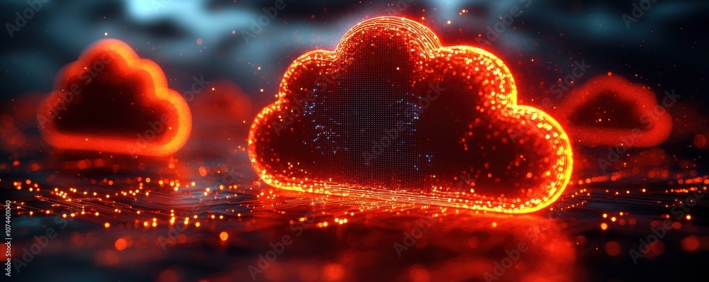 Aufkleber fiery cloud computing network digital data storage concept