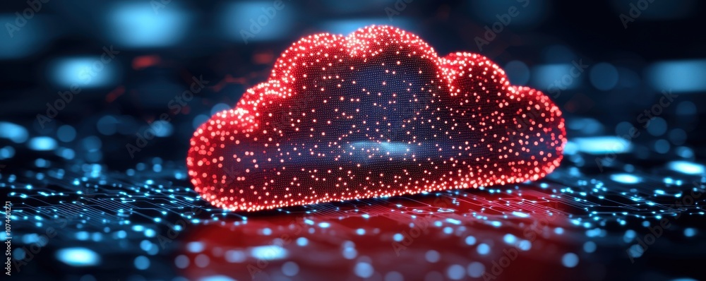 Poster red cloud computing network data digital technology