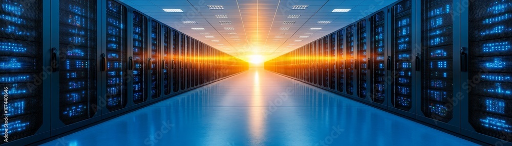 Poster a comprehensive look into modern server room infrastructure, data center technology, network connect