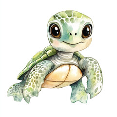 cute Turtle watercolor clipart illustration isolated