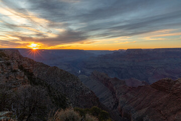 Golden hour at Grand Canyon National Park, Arizona. High quality picture for download.