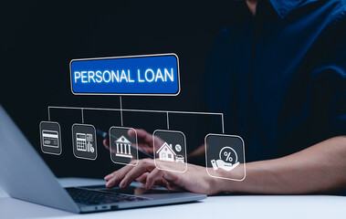 Personal Loan Options and Financial Planning Concept. interface labeled 