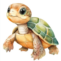 cute Turtle watercolor clipart illustration isolated