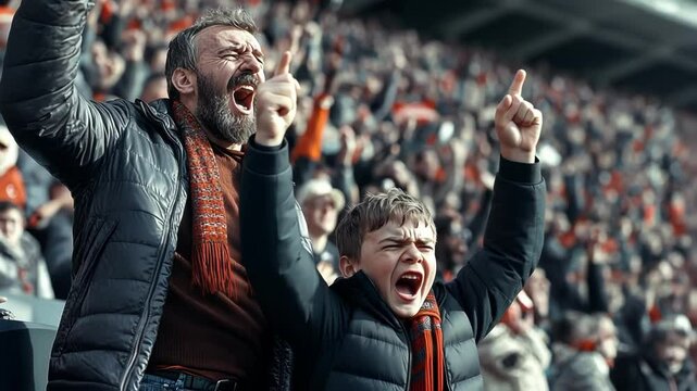 Excited Fans Cheering at a Sporting Event