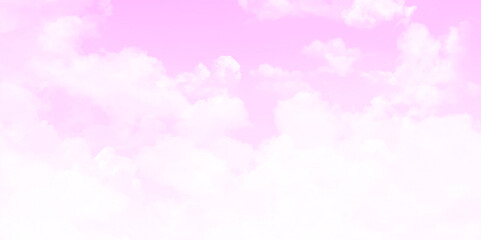 Pink sky nature landscape background with realistic fluffy clouds. Pastel pink blue sky with clouds abstract watercolor background