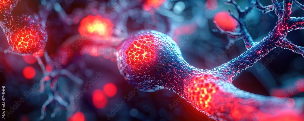 Poster close-up view of illuminated neurons showcasing intricate neural connections.