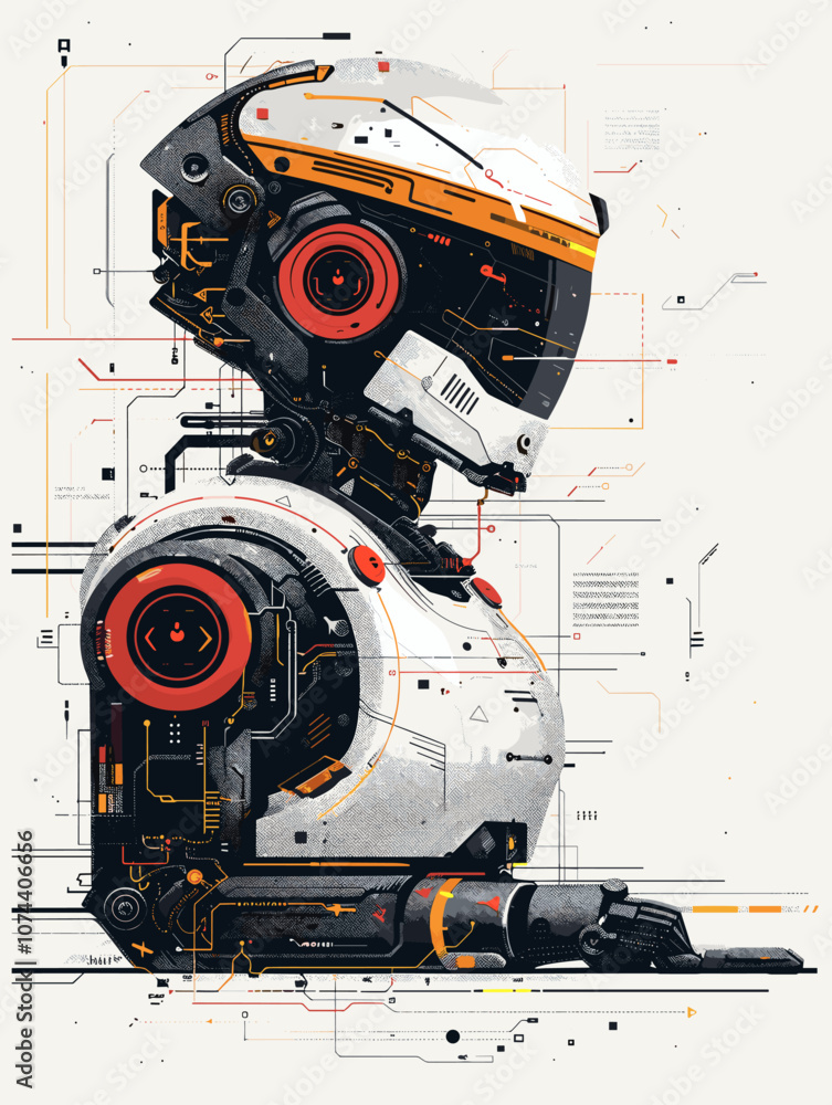 Poster vector illustration of artificial intelligence robot. concept of artificial intelligence, machine le