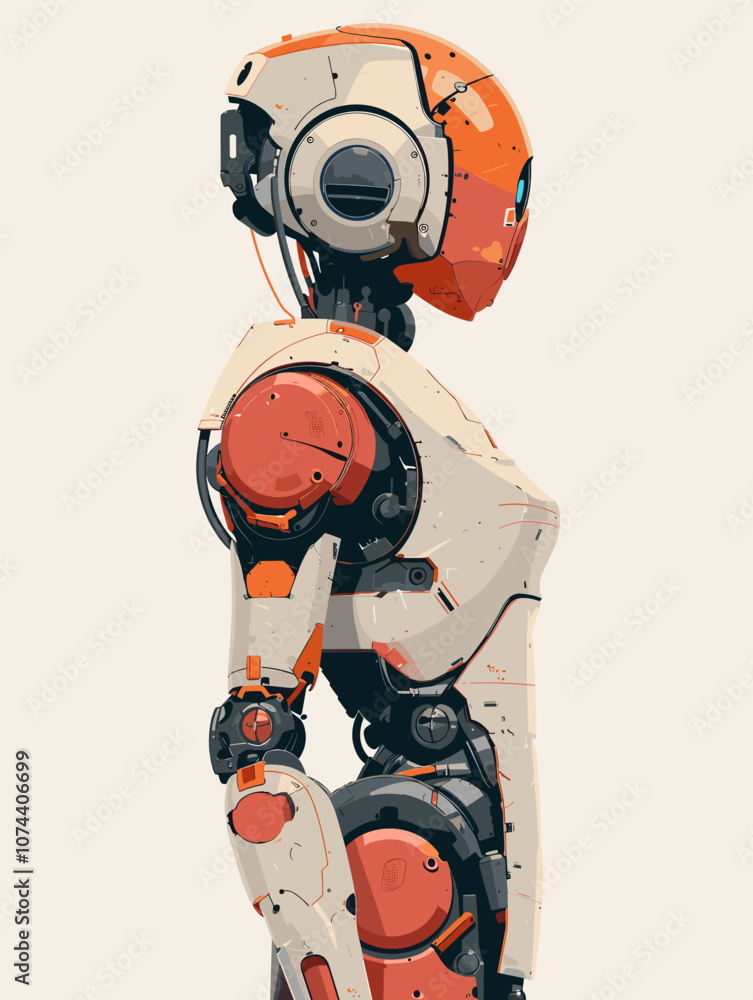 Poster artificial intelligence robot. vector illustration of a cartoon robot in flat style.