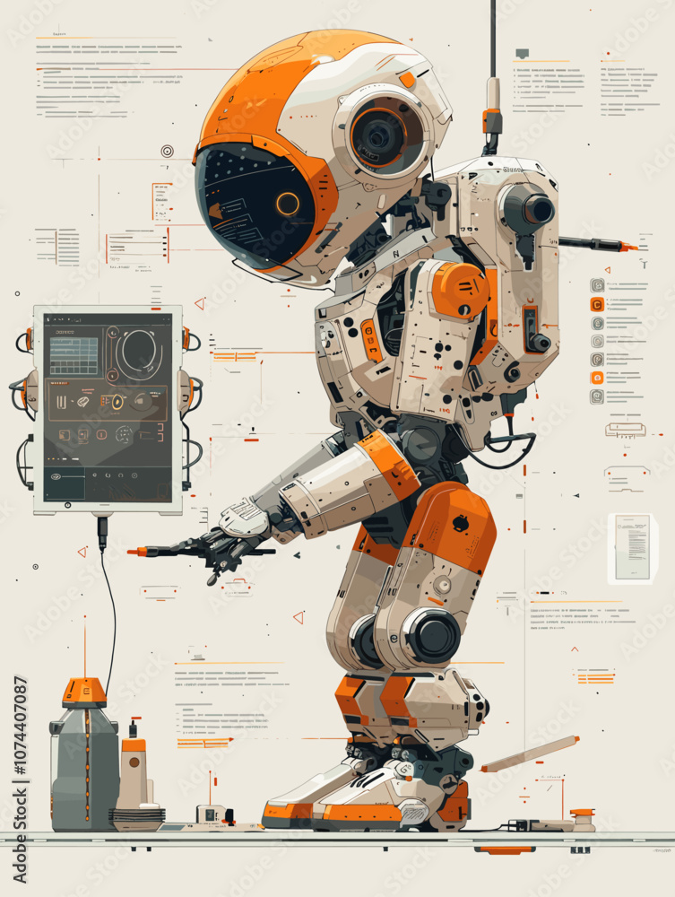 Poster modern robot concept. vector illustration of artificial intelligence. futuristic technology.