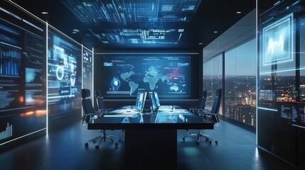 Fototapeta premium Futuristic Tech Command Center