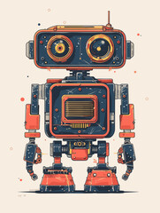 Fototapeta premium Retro robot. Vector illustration in retro style. Cartoon robot.