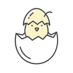 Obraz premium Yellow Chick Hatching from Egg Outline Illustration