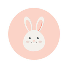 Fototapeta premium Cute Bunny Face Icon with Pink Background