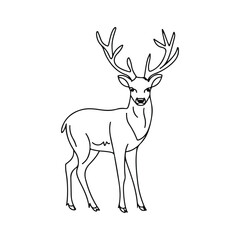 A drawing of a line art deer with antlers on it