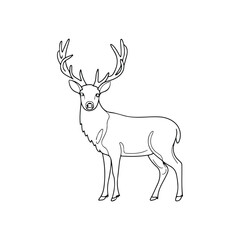 A drawing of a line art deer with antlers on it