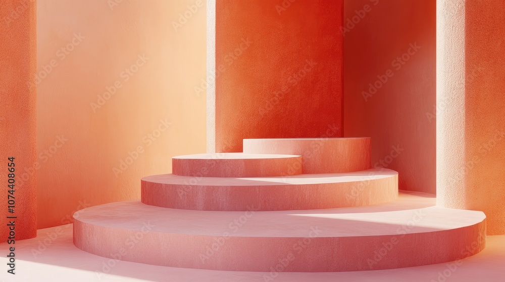 Poster clean 3d background for exhibitions, featuring smooth surfaces and subtle light, creating a refined 