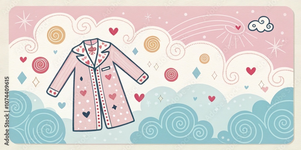Poster whimsical pastels a pastelcolored card depicting playful swirls and dots with a dreamy feel. the sui