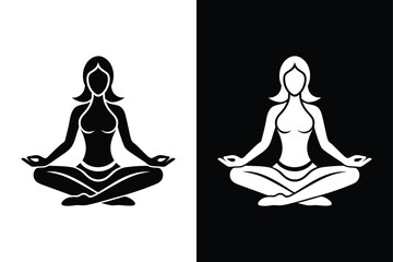 Yoga logo silhouette vector. Yoga symbol vector sign isolated on white background.