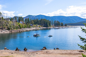 Detroit Lake in Oregon. Leisure activity in summer season