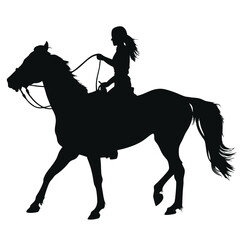 a horse lover girl ridding a horse vector silhouette