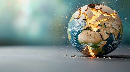 The concept of an earthquake can be likened to the globe breaking into small pieces, with the earths crust shifting and fracturing under immense pressure, causing destructive tremors and vibrations.