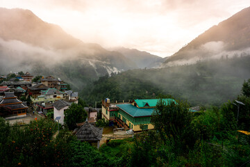 View of Mateura village in Jari nearly Kasol in Himachal Pradesh, India	