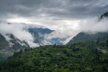 View of Mateura village in Jari nearly Kasol in Himachal Pradesh, India
