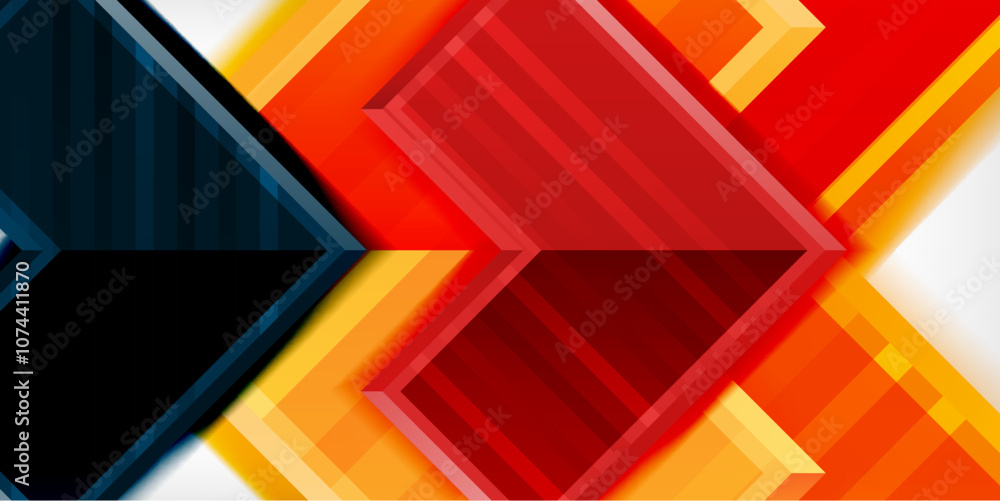 Poster Arrow symbols created with 3d effects and line texture geometric abstract background