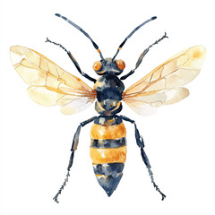 cute Wasp watercolor clipart illustration isolated