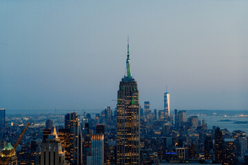 Stunning Aerial View of New York City as the Dusk Falls Over the Skyline