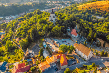 City of Banska Stiavnica with old castle and square,  UNESCO, Slovakia. Old Slovakia mining town of...