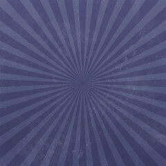Vintage abstract background with light rays and grunge texture. Retro poster with radial burst beams on dark purple background. Old paper banner with sun shine, vector illustration