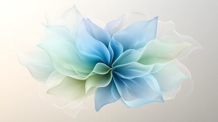 Fototapeta premium A mesmerizing ethereal blend of sky blue and mint green intertwine in an abstract blooming shape, creating a serene and otherworldly visual experience