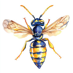 cute Wasp watercolor clipart illustration isolated