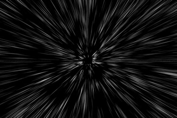 Obraz premium Bokeh white lines on black background. abstraction. abstract speed light motion blur texture. star particle or space traveling. black and white extrusion effect