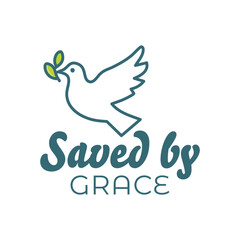 Saved By Grace, Biblical Phrase, Christian typography for banner, poster, photo overlay, apparel design