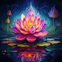 Lotus flower. Psychedelic style