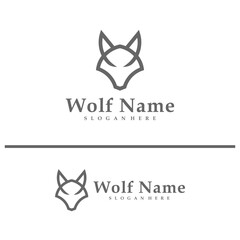 Obraz premium Wolf logo vector illustration. Wolf Head logo design concept template