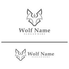 Obraz premium Wolf logo vector illustration. Wolf Head logo design concept template