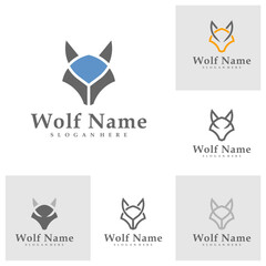 Set of Wolf logo vector illustration. Wolf Head logo design concept template © Top Studio