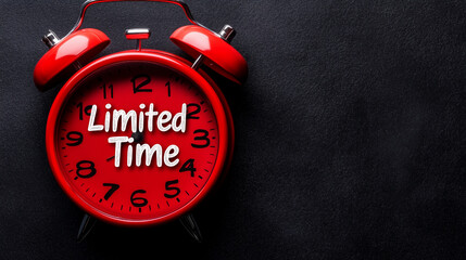 Red Alarm Clocks with Limited Time Text on Dark Background for Black Friday