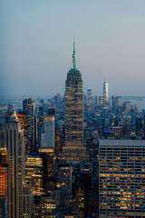 Stunning Aerial View of New York City as the Dusk Falls Over the Skyline