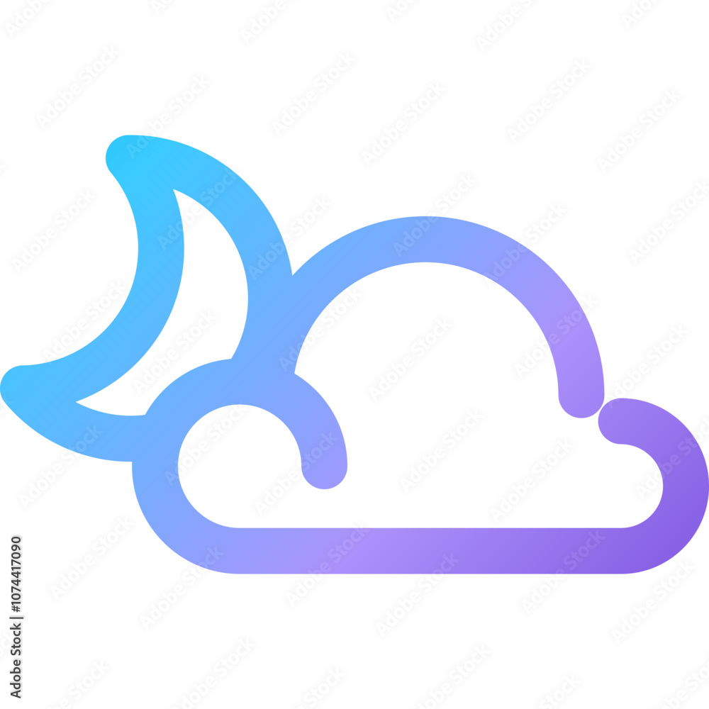 Poster a minimalist cloud and moon design created with smooth gradients representing tranquility and calmne