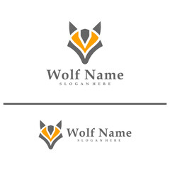 Wolf logo vector illustration. Wolf Head logo design concept template