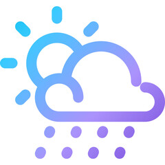 Weather illustration featuring sunshine and rain with colorful gradients representing a cloudy sky