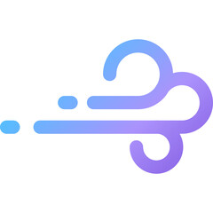Stylized wind symbol in gradient blue and purple colors representing windy weather conditions and natural elements