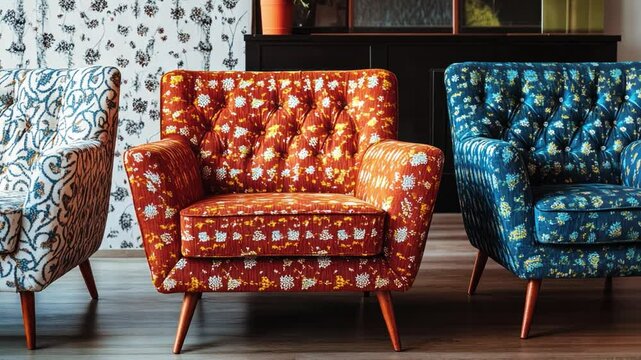 Vintage patterns with a retro feel, featuring classic shapes and colors reminiscent of past eras.