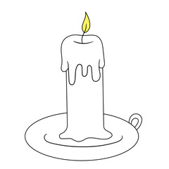Minimalist Candle Illustration on Plate