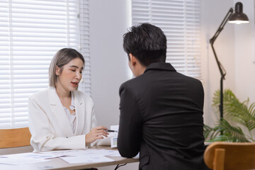 business people working with business financing accounting banking and laptop with finances analysis report at desk in office. 